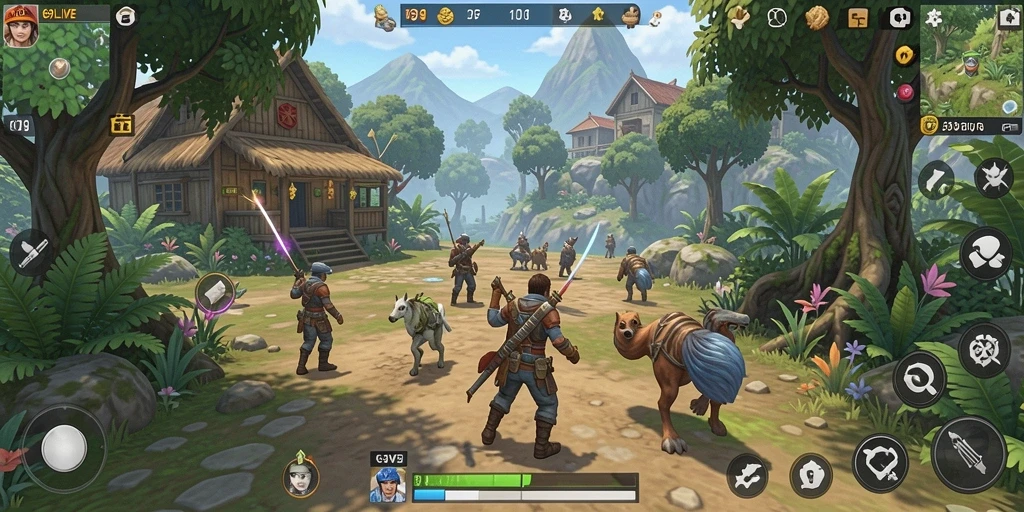 Tampilan gameplay 69LIVE yang penuh petualangan di dunia terbuka.