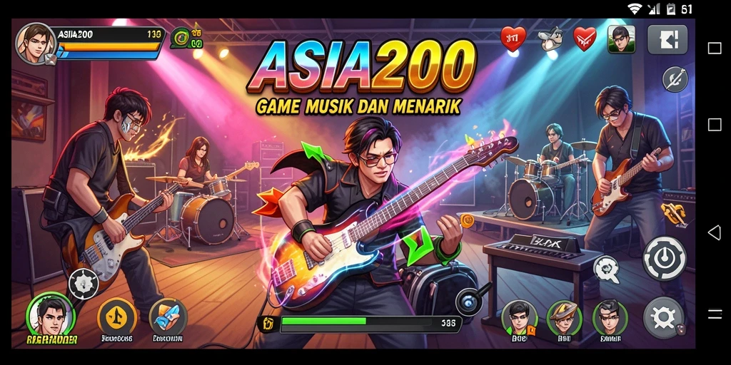 Tampilan screenshot ASIA200 menampilkan gameplay menyenangkan dengan berbagai pilihan musik.