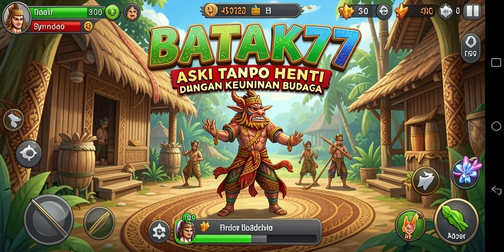 Tangkapan layar utama BATIK77 menunjukkan karakter beraksi dalam permainan Action.
