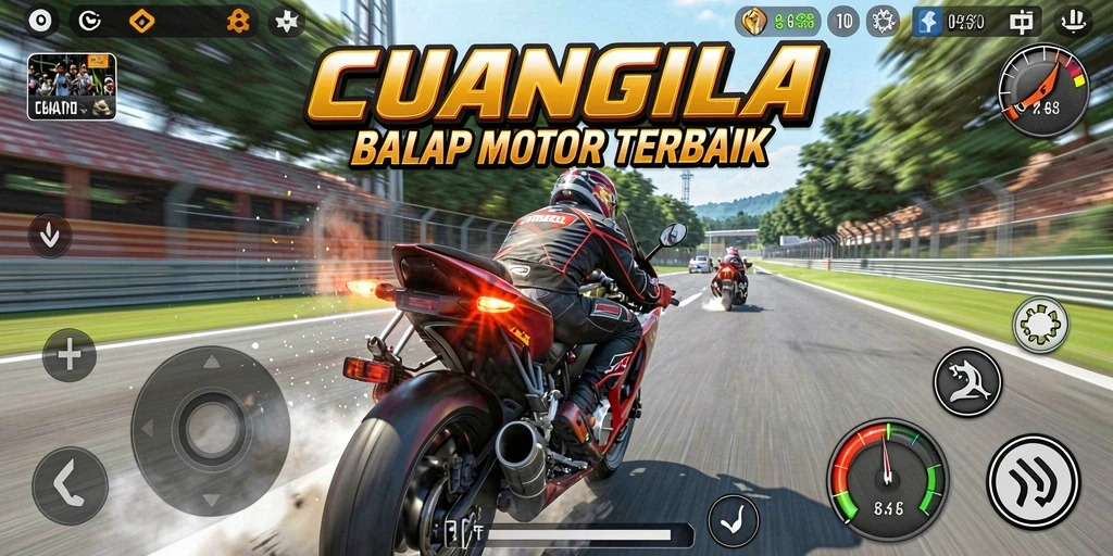 Gameplay realistis balapan motor di CUANGILA.