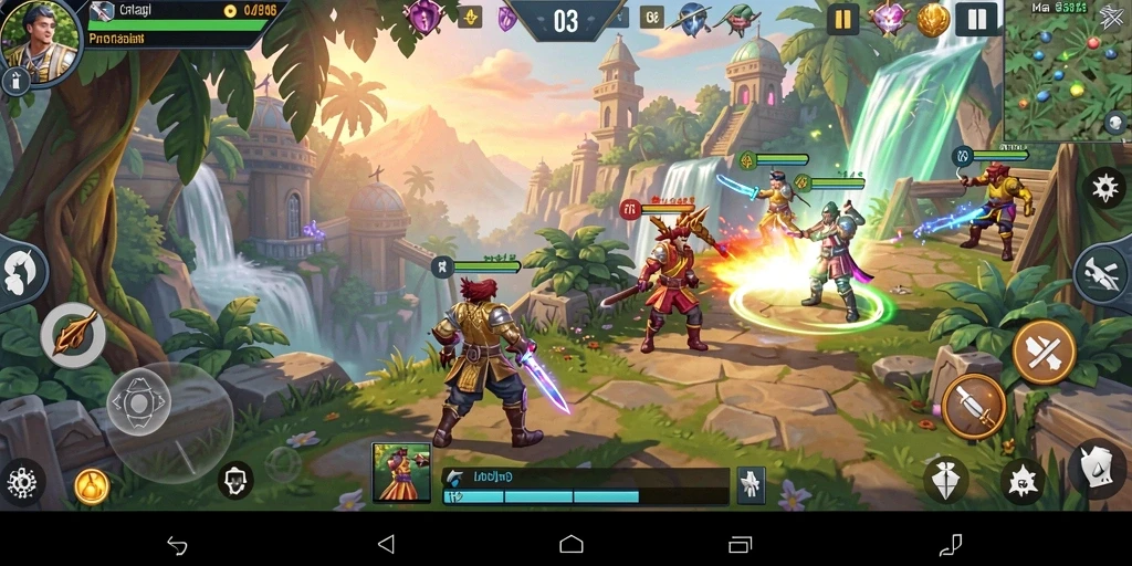 Screenshot D73 menampilkan aksi gameplay strategi yang intens.