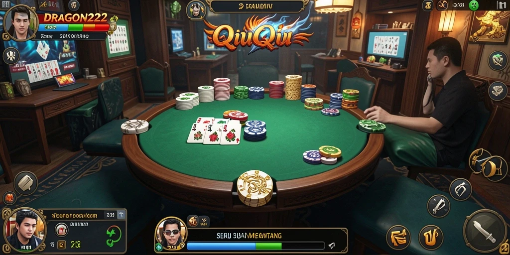 Tampilan menarik dari gameplay QiuQiu di DRAGON222.