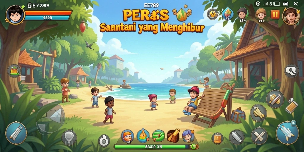Screenshot utama EE789 menampilkan gameplay santai yang seru.