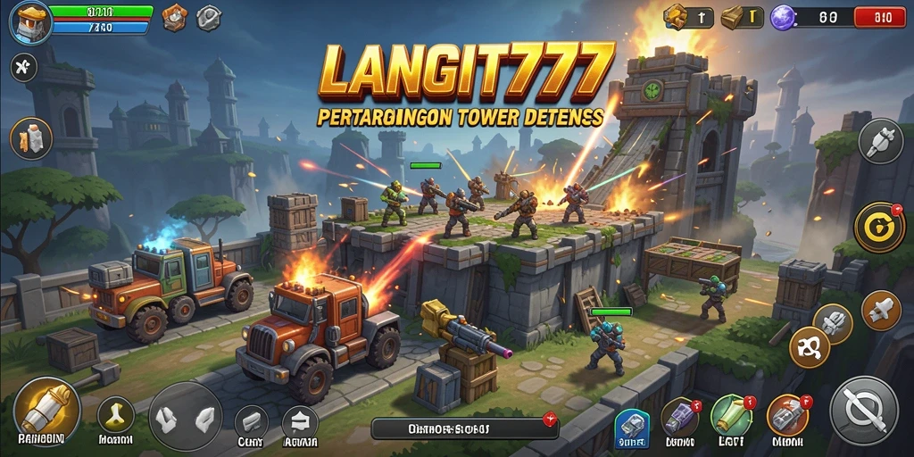 Gameplay LANGIT777 dengan menara yang menakjubkan dan musuh yang menegangkan.