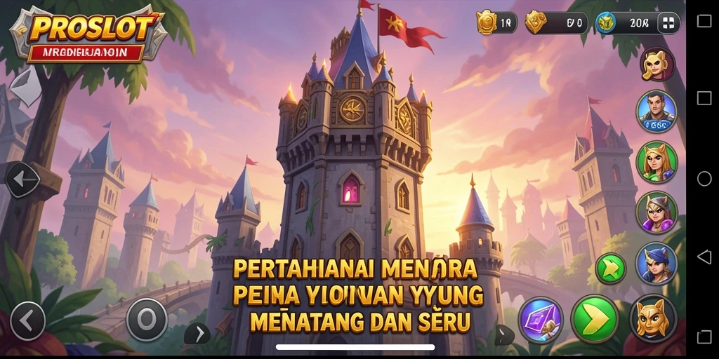 Gambaran gameplay seru di PROSLOT dengan menara yang strategis.