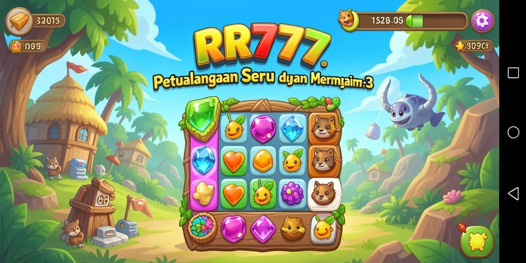 Tampilan gameplay RR777 yang penuh warna dan seru.
