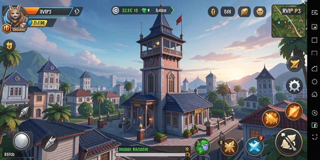 Tampilan gameplay menara pertahanan di RVIP3 yang epik dan mendebarkan.