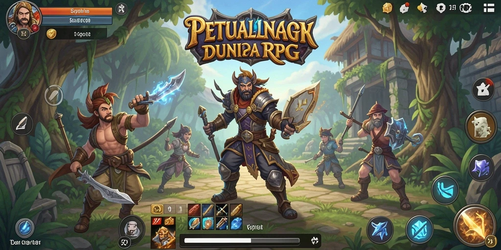 Screenshot V21 menampilkan aksi pertarungan seru di dunia fantasi.