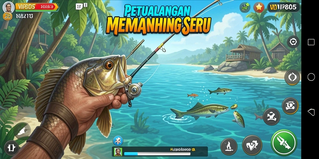 Screenshot gameplay VIP805 menunjukkan aksi memancing yang seru dan grafis yang menawan.